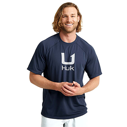HUK Performance Fishing Icon Short Sleeve Performance Crew - Mens, Naval Academy, Medium, H1200572-413-M