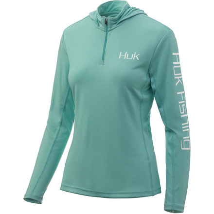 HUK Performance Fishing Icon X Hoodie - Womens, Bright Teal, Medium, H6120019-442-M