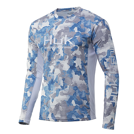 HUK Performance Fishing Icon X KC Refraction Camo Long Sleeve Shirt - Mens, Ice Boat, 2XL, H1200285-459-XXL
