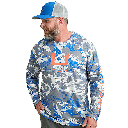 HUK Performance Fishing KC Print Icon Performance Crew - Mens, Night Owl2, Large, H1200585-019-L