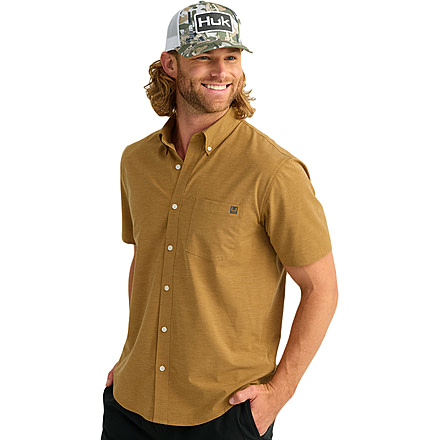HUK Performance Fishing Kona Solid Short Sleeve Shirt - Mens, Sand Piper, Large, H1500154-217-L