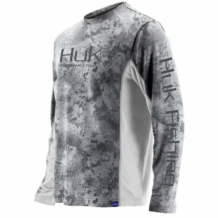 HUK Performance Fishing Mens Icon Camo Long Sleeve Top, SubPhantis SubZero, Medium, H1200143-185-M
