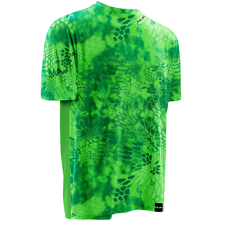 HUK Performance Fishing Mens Kryptek LoPro Icon Short Sleeve Shirt, Kryptek Neon Green