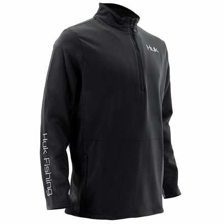 HUK Performance Fishing Mens Tidewater 1/4 Zip Shirt, Black, Medium, H1300028-001-M