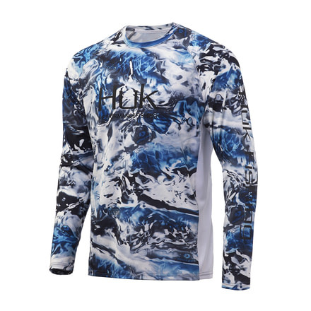 HUK Performance Fishing Mossy Oak Pursuit Long Sleeve Graphic T-Shirt - Mens, Mossy Oak Hydro Glacier, 2XL, H1200228-098-XXL