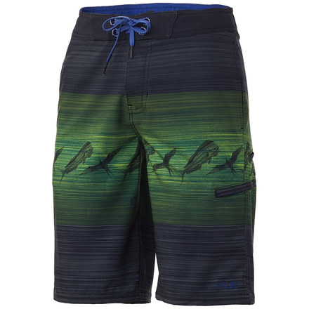 HUK Performance Fishing Outrigger Print Boardshort - Youth, Black, Small, H7200005-001-YS