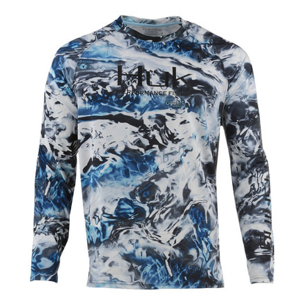 HUK Performance Fishing Pursuit Camo Vented LS Tops, Long Sleeve - Men's, Hydro Glacier, Extra Large, H1200154-098-XL