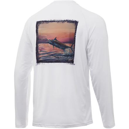 HUK Performance Fishing Pursuit Caribbean Missile Long Sleeve Graphic T-Shirt - Mens, White, 2XL, H1200206-100-XXL