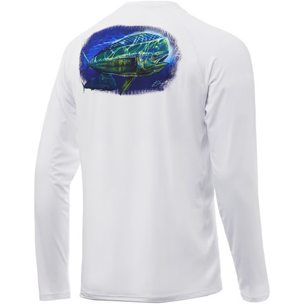 HUK Performance Fishing Pursuit Golden Dorado LS Graphic T-Shirt - Mens, White, 2XL, H1200213-100-XXL