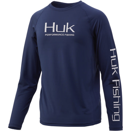 HUK Performance Fishing Pursuit Vented Long Sleeve Tee - Youth, Sargasso Sea, Medium, H7120016-409-YM