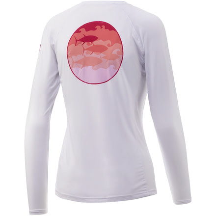USED HUK Performance Fishing Schooled Pursuit Graphic T-Shirt - Women's, White, Small, H6120023-100-S, EDEMO1