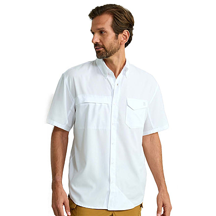 HUK Performance Fishing Tide Point Printed Short Sleeve Shirt - Mens, White, Extra Large, H1500220-100-XL