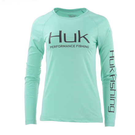 HUK Performance Fishing W Pursuit Vented LS Tops, Long Sleeve - Womens, Julep, Small, H6120022-340-S