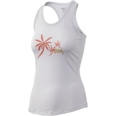 HUK Performance Fishing Wahoo Palm Pursuit Racer Tank - Womens, Glacier, Medium, H6120027-051-M