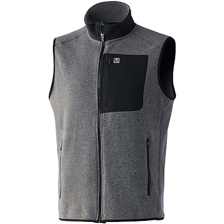 HUK Performance Fishing Waypoint Fleece Vest - Men's, Large, Charcoal Heather, H1300077-027-L