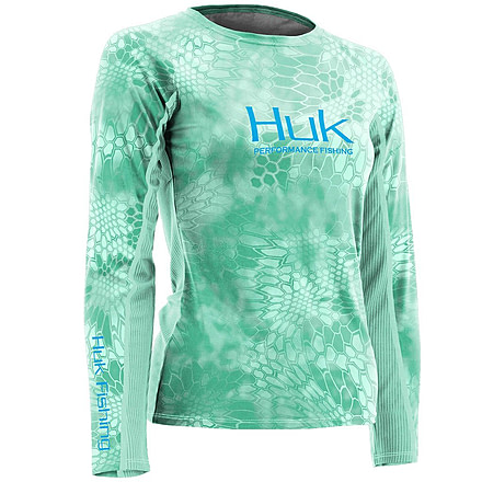 HUK Performance Fishing Women's Kryptek Icon Long Sleeve Shirt, Kryptek Julep, Large H6120005-362-L