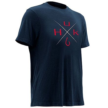 HUK Performance Fishing Xmark Mens Tee, Navy Heather, Large, H1000090-415-L