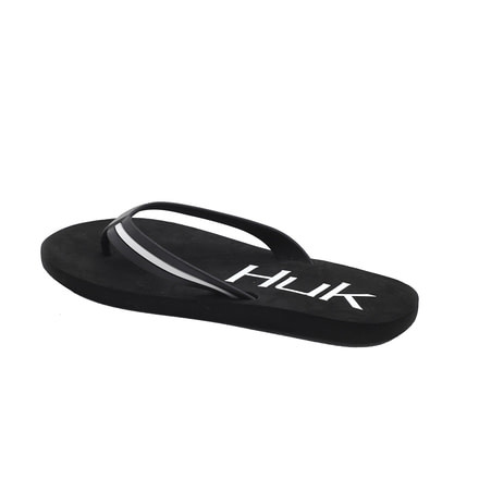 HUK Performance Fishing Y Flipster Sandals, Flip Flops - Youth, Black/White, 3, H8733100-001-3Y