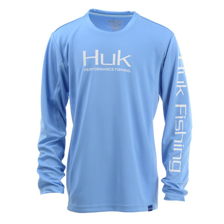 HUK Performance Fishing Y Icon LS Tops, Long Sleeve - Youth, Carolina Blue, Medium, H7120006-420-YM