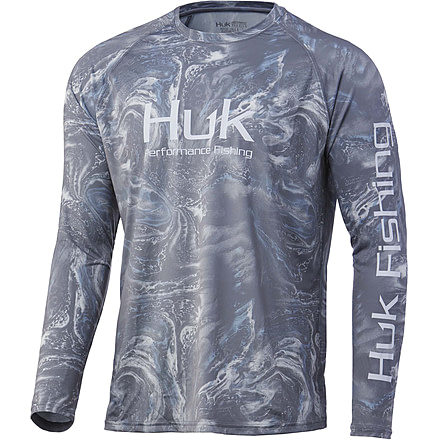 HUK Performance Fishing Stone Shore Pursuit L/S Shirt - Men's, Overcast Grey, M, H1200409-032-M