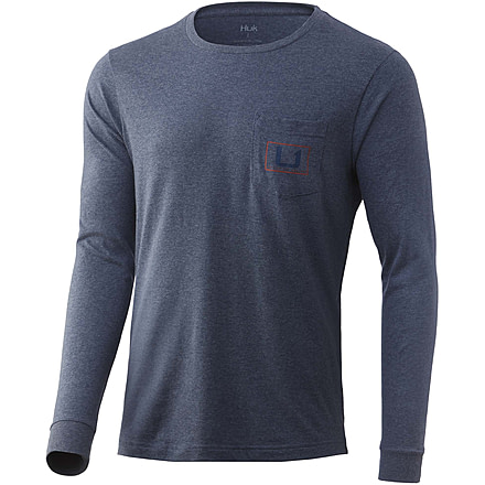HUK Performance Fishing United L/S Pocket Tee - Men's, Sargasso Sea Heather, XL, H1000351-416-XL