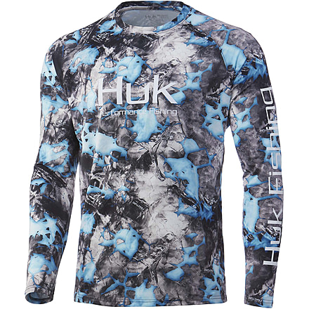 HUK Performance Fishing Vented Mossy Oak Fracture Pursuit L/S Shirt - Mens, Mossy Oak Lightning, L, H1200399-991-L