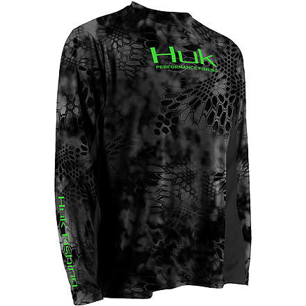 HUK Youth Kryptek Icon Long Sleeve Shirt, Typhon-Neon Green H7000001TY2YS