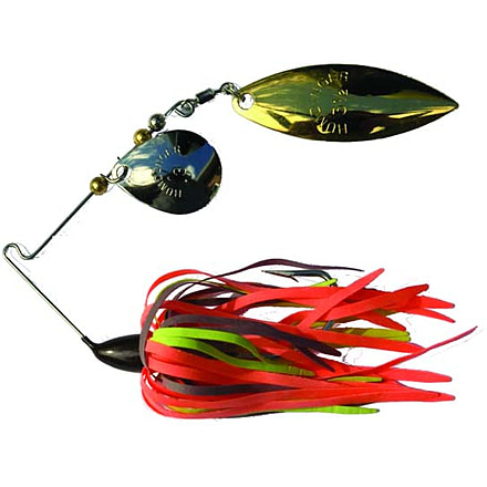 Humdinger Spinnerbait, Gold Colorado Blade/Nickel Willow Blade, 4/0 Hook, Brown/Orange/Chartreuse Skirt, 1/4oz, 01-G