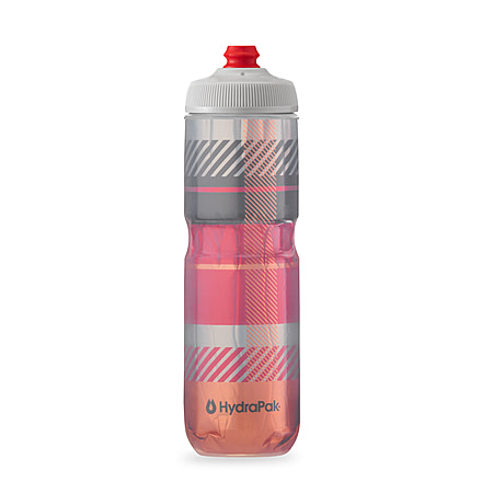 HydraPak Polar Surge Tartan 24oz Bottle, Bonfire Red/Orange, 24oz/700ml, INB24OZ24