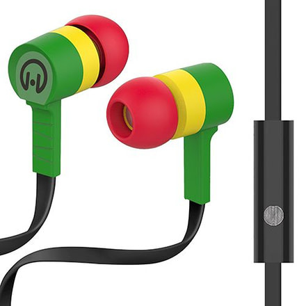 HyperGear Low Ryder Earphones w/Mic, Grn/Yel/Red, Green/Yellow/Red, 1 Year Limited Warranty, HYP-39055