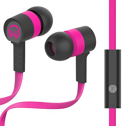 HyperGear Low Ryder Earphones w/Mic, Pink/Black, Pink &amp; Black, 1 Year Limited Warranty, HYP-39024