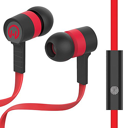 HyperGear Low Ryder Earphones w/Mic, Red/Black, Red/Black, 1 Year Limited Warranty, HYP-39017