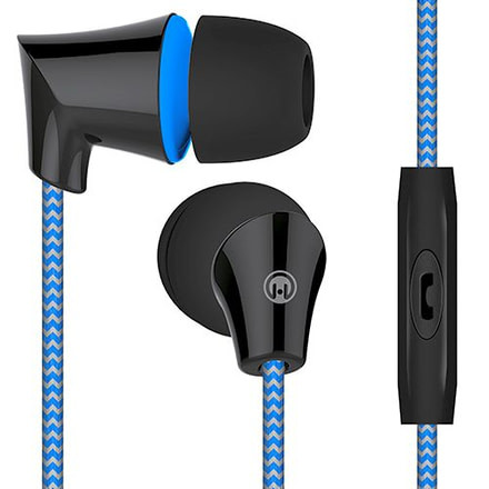HyperGear Sound Wavez Braided Earphones w/Mic, Blue, Blue, 1 Year Limited Warranty, HYP-39727