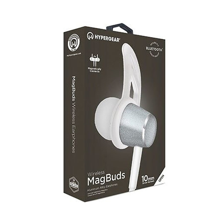 HyperGear Wireless MagBuds Earphones, Silver, Silver, 1 Year Limited Warranty, HYP-40990