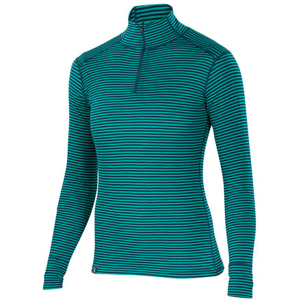 Ibex Woolies 1 Zip T-Neck - Women's-Juniper/Midnight Stripe-Large