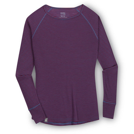 Ibex Woolies Crew Stripe - Women's-Burnt Rose/Lt Blueberry-X-Small