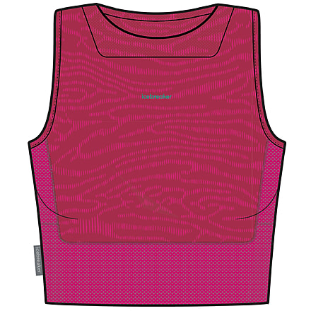 Icebreaker 125 ZoneKnit Cropped Bra-Tank Topo Lines - Women's, Electron Pink/Tempo/Aop, Large, IB0A56QO992L