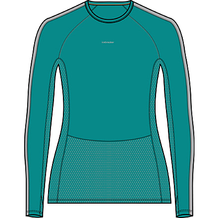 Icebreaker 125 ZoneKnit Long Sleeve Crewe Thermal Top - Women's, Flux Green/Ether/Cb, Medium, IB0A56H4859M
