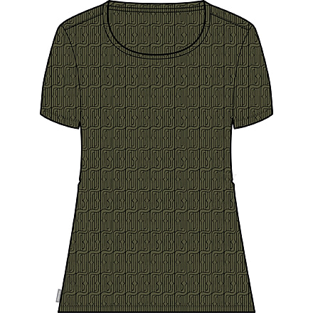 Icebreaker 150 Tech Lite II Short Sleeve Scoop Herenga T-Shirt - Women's, Loden/Black/Aop, Large, IB0A56TIA68L