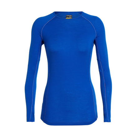 Icebreaker 150 Zone Long Sleeve Crew, Womens, Marine/Snow, Large, 104331403L