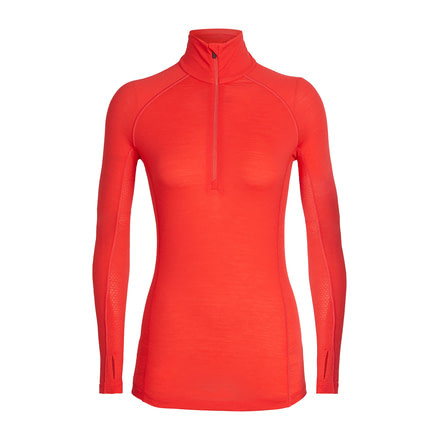 Icebreaker 150 Zone Long Sleeve Half Zip, Womens, Ember/Snow, Small, 104332602S