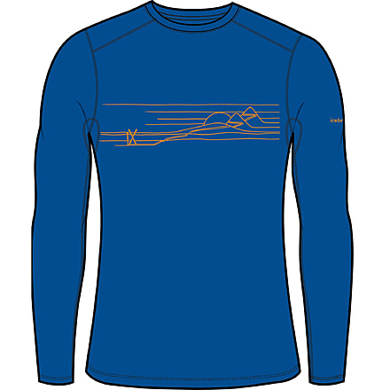 Icebreaker 200 Oasis Long Sleeve Crewe Ski Stripes Thermal Top - Men's, Lazurite, 2XL, IB0A56HU580XXL