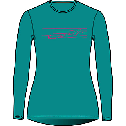 Icebreaker 200 Oasis Long Sleeve Crewe Ski Stripes Thermal Top - Women's, Flux Green, Medium, IB0A56HZ861M
