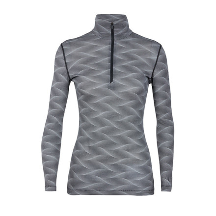Icebreaker 200 Oasis Long Sleeve Half Zip Curve - Womens, Black/Snow, Extra Small, 104381-001-XS