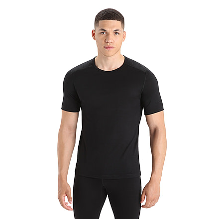 Icebreaker 200 Oasis Short Sleeve Crewe Thermal Top - Mens, Black, Medium, IB104509001M