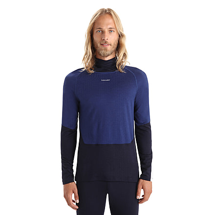 Icebreaker 200 Sonebula Long Sleeve High Neck Thermal Top - Mens, Midnight Navy/Royal Navy/Snow/Cb, Small, IB0A59JT090S
