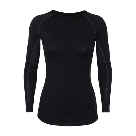 Icebreaker 200 Zone Long Sleeve Crewe - Womens, Black/Mineral, Small, 104426-001-S