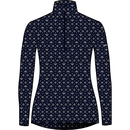 Icebreaker 260 Vertex Long Sleeve Half Zip First Snow Thermal Top - Women's, Midnight Navy/Snow/J, Large, IB0A56V3259L