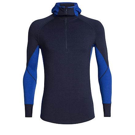 Icebreaker 260 Zone Long Sleeve Half Zip Hood - Mens, Midnight Navy/SURF, Medium, 104362B04M