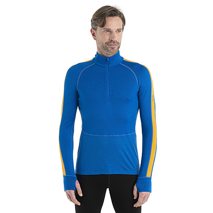 Icebreaker 260 ZoneKnit Long Sleeve Half Zip Thermal Top - Mens, Lazurite/Solar/Cb, Extra Large, IB0A56HF876XL